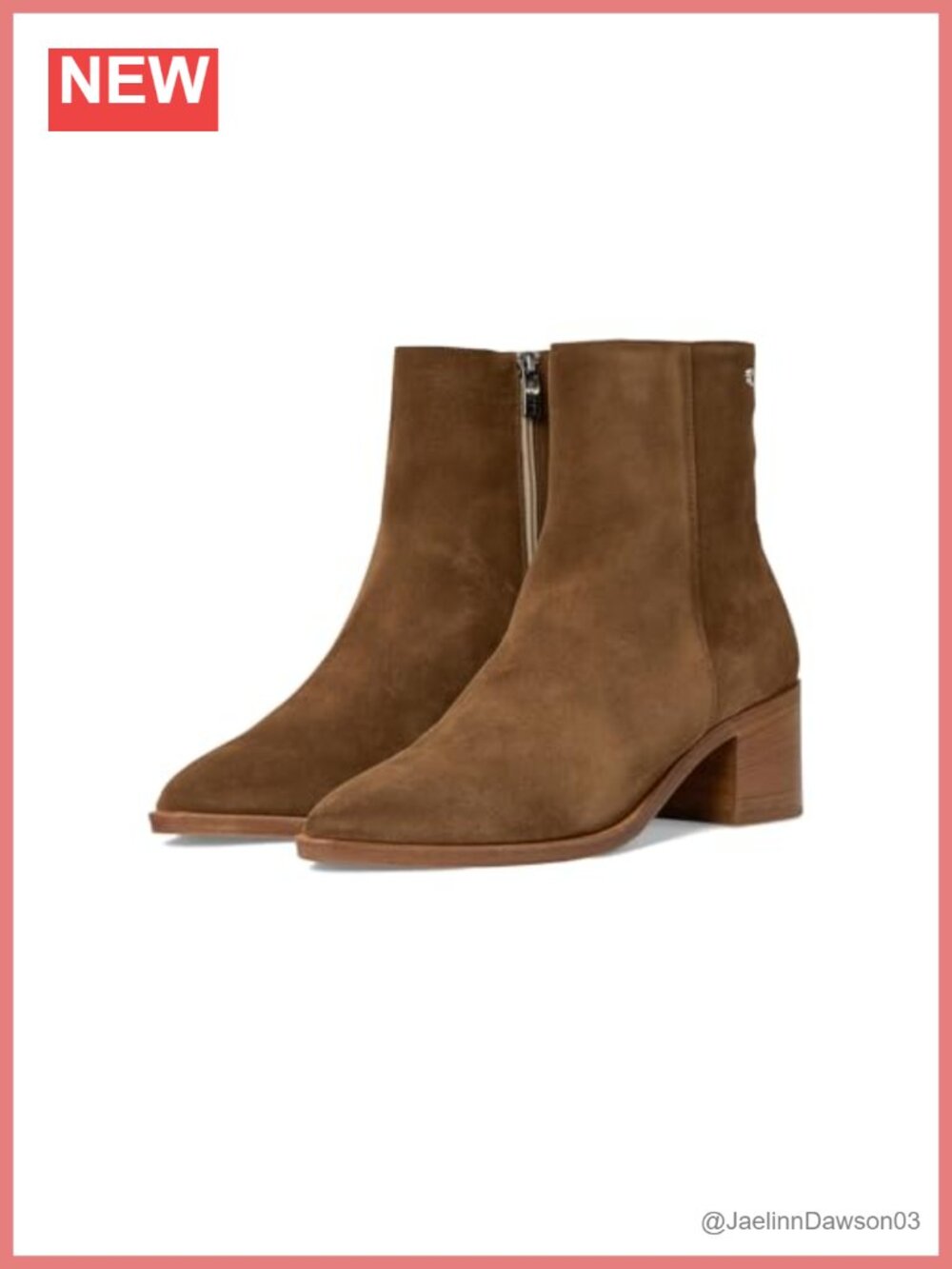 Waterproof Suede Block Heel Ankle Booties Zip Closure Cushioned